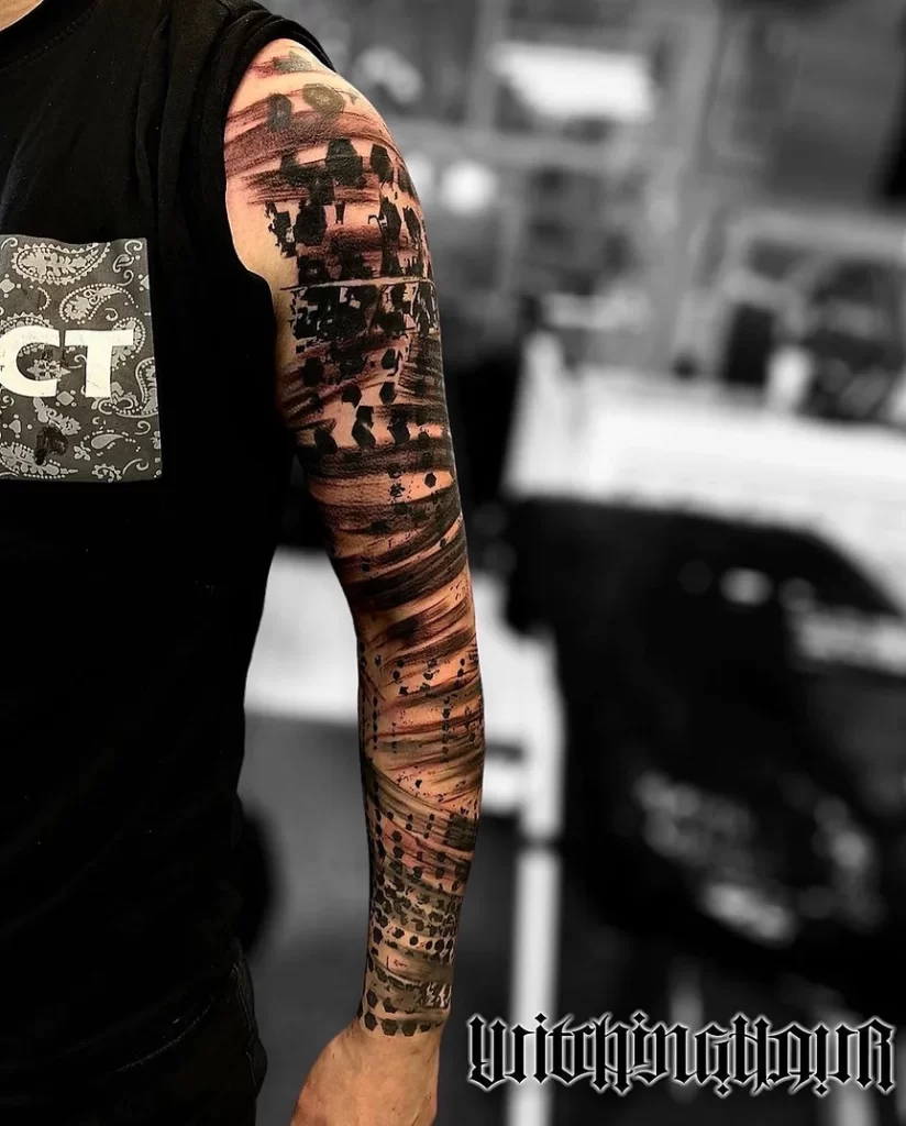 Blackwork Tattoo, Brushstroke Tattoo, Abstract Blackwork Tattoo by Bobby Grey, Negative Space Tattoo