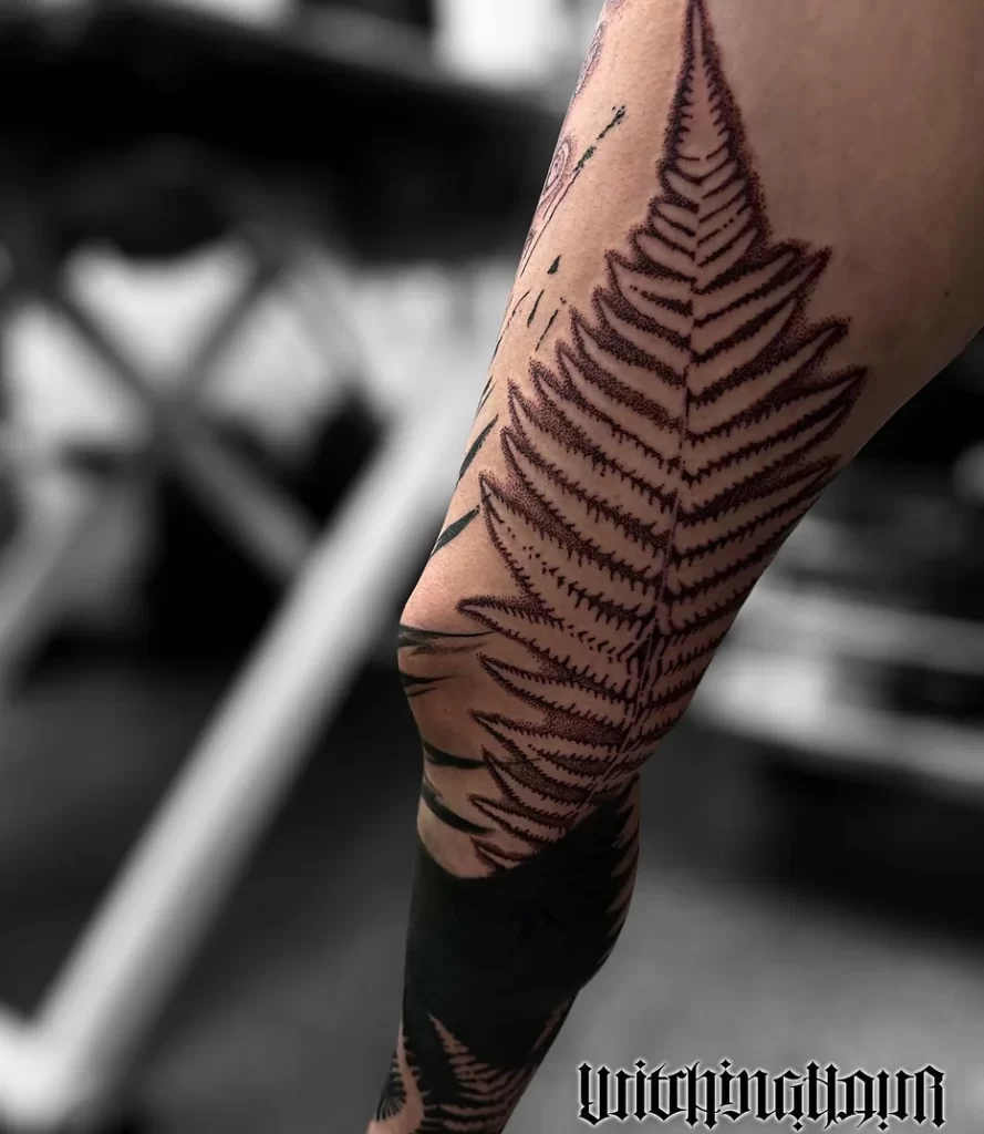 Blackwork Tattoo, Botanical Tattoo, Negative Space Tattoo by Bobby Grey
