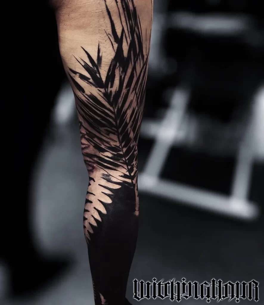 Blackwork Tattoo, Botanical Tattoo, Negative Space Tattoo by Bobby Grey