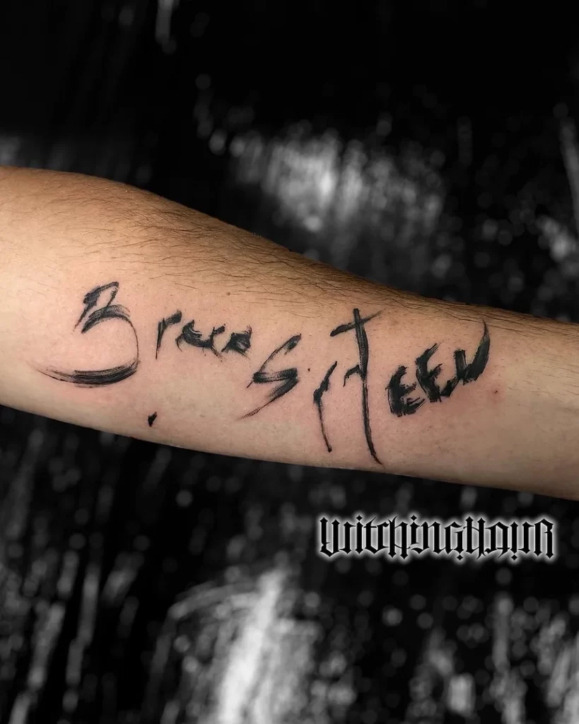 Brushstroke Tattoo, Small Blackwork Tattoo by Bobby Grey
