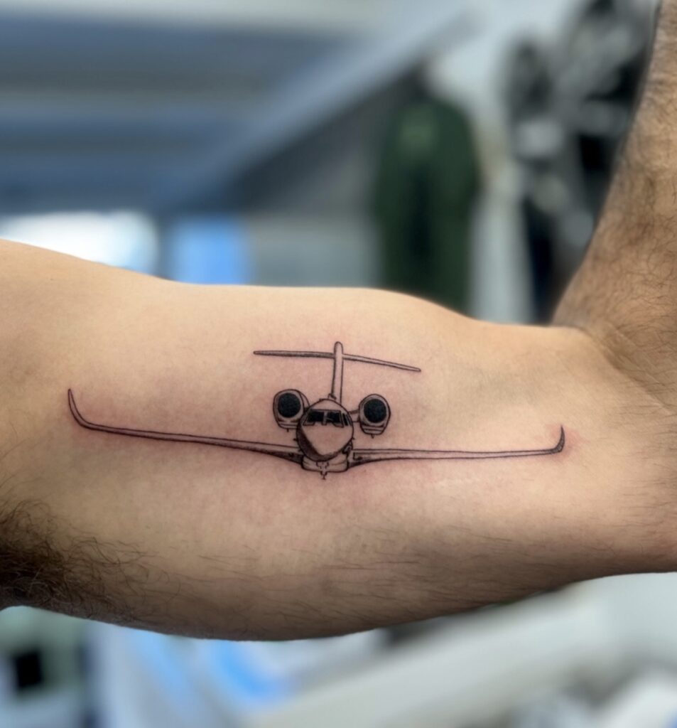 Fine Line Tattoo, Airplane Tattoo