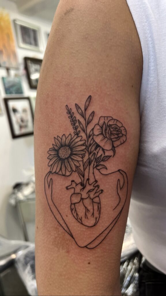 Fine Line Tattoo, Floral Tattoo by Claudia Fedorovici