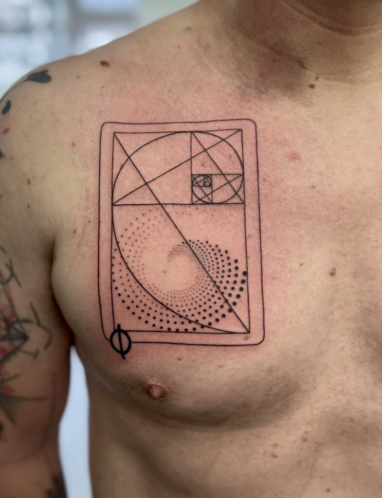 Fibonacci Sequence Tattoo, Geometric Tattoo, Fine Line Tattoo Artist Claudia Fedorovici