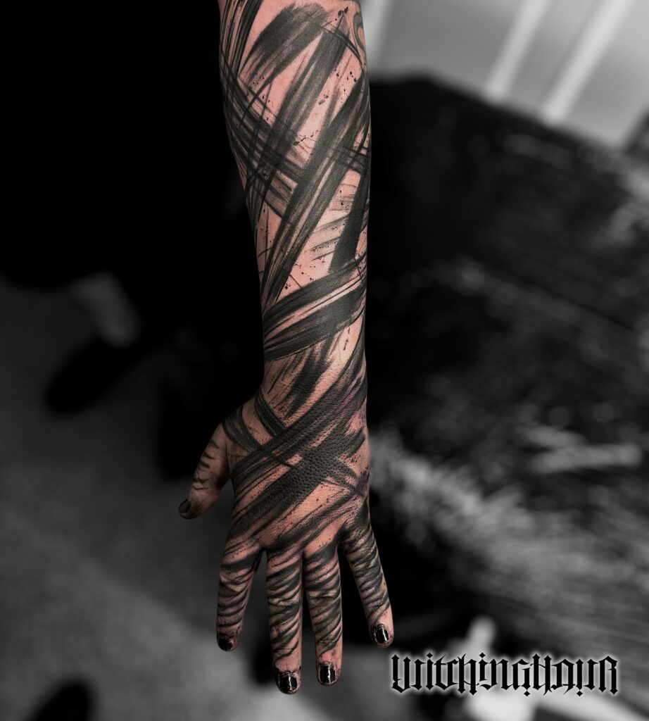 Brushstrokes Tattoo, Blackwork Tattoo, Abstract Tattoo by Bobby Grey