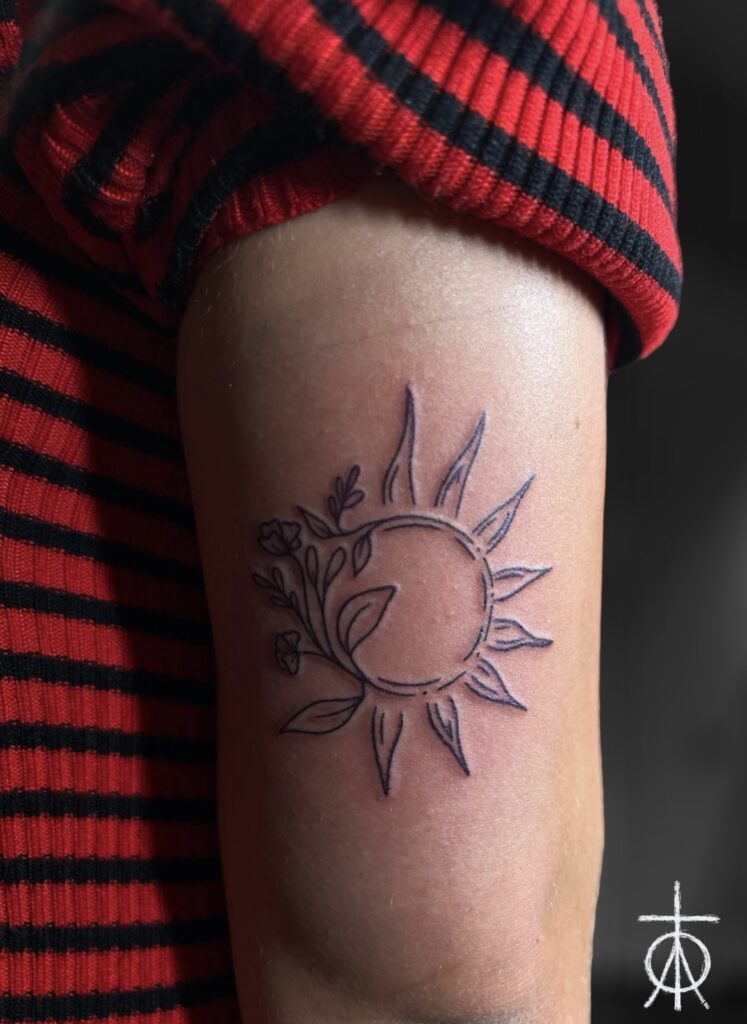 Cute Tattoo, Girly Tattoo, Sun Tattoo, Floral Tattoo by Claudia Fedorovici