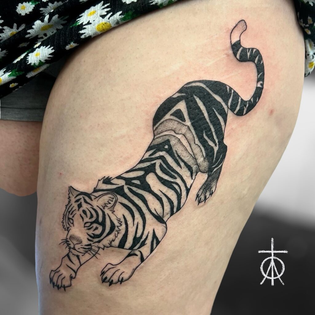 Tiger Tattoo done by Claudia Fedorovici at The Best Tattoo Studio In Amsterdam, Tempest Tattoo Studio
