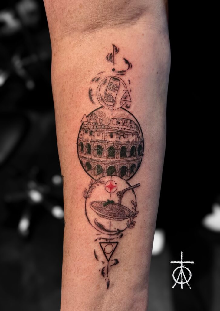 The Best Custom Rome Tattoo by Fine line Tattoo Artist Claudia Fedorovici