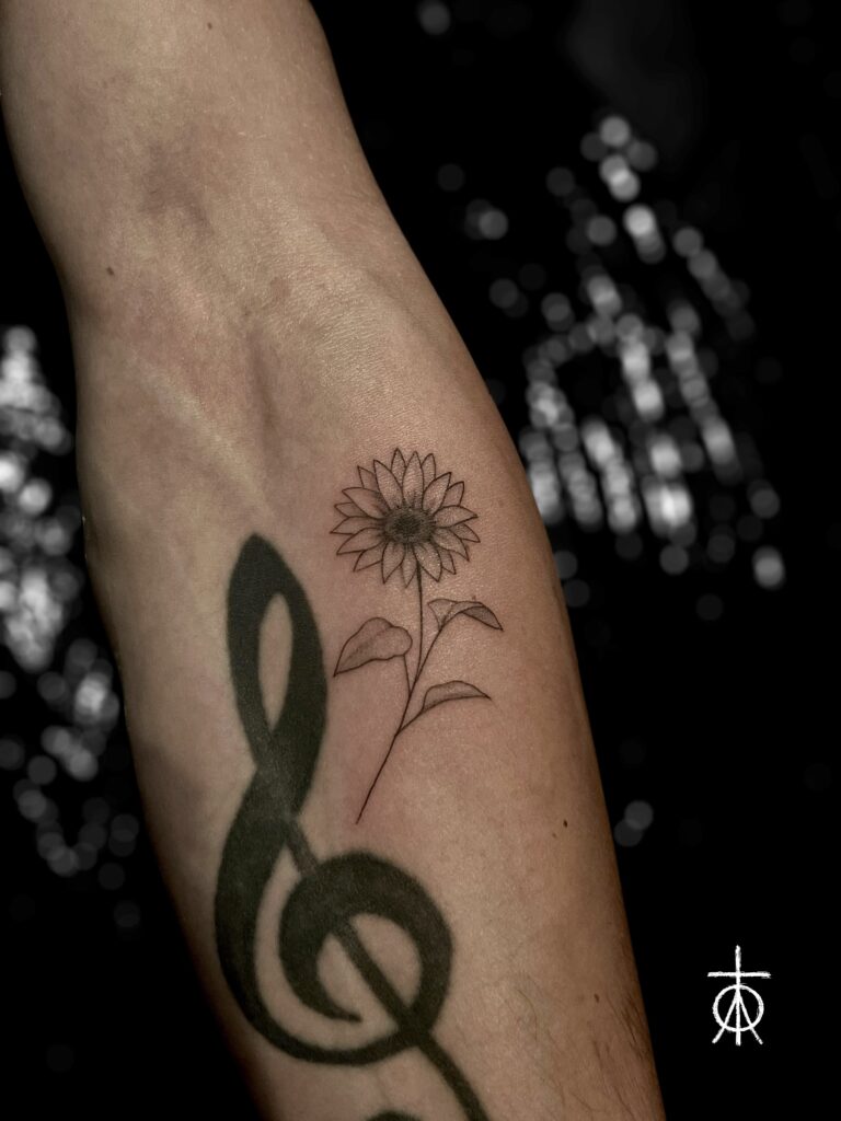 Fine Line Floral Tattoo by Claudia Fedorovici